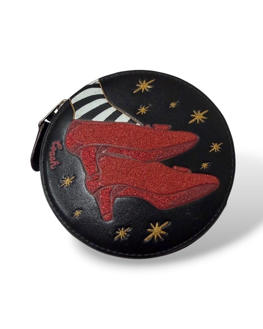 COACH x The Wizard of Oz Round Coin Case Ruby Slippers Limited Edition NEW
